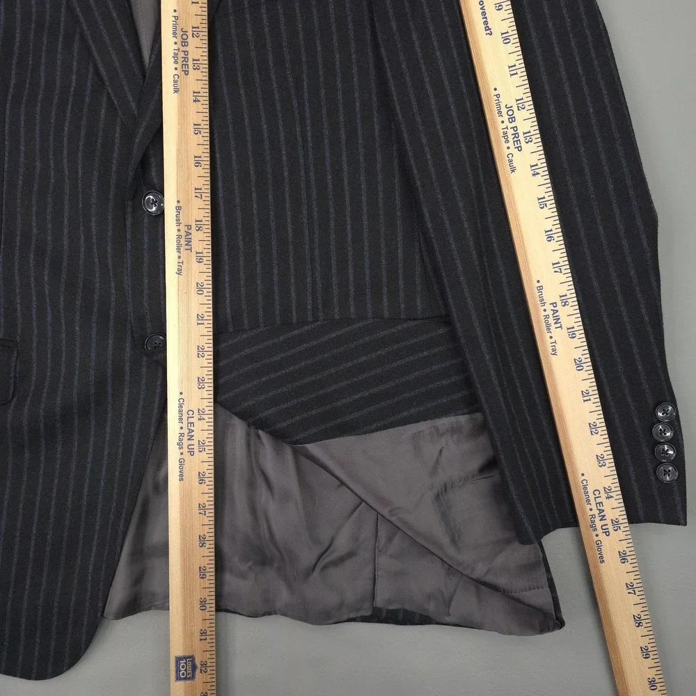 Samuelsohn Suit Jacket Mens 42R Gray Wool Cashmere Pinstripe 2 Button Blazer